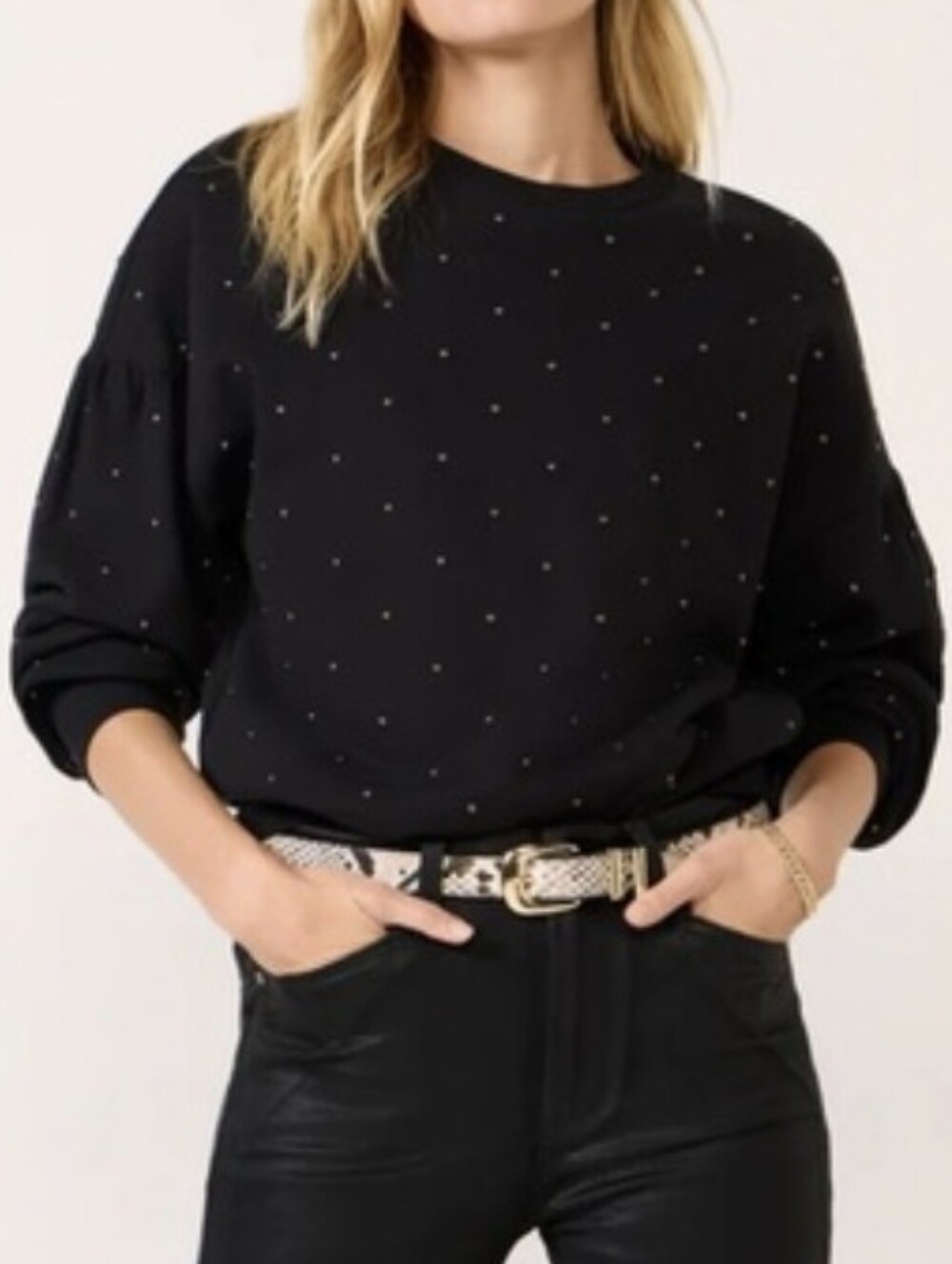 Evereve Tori Studded Sweatshirt Size XL in Black New